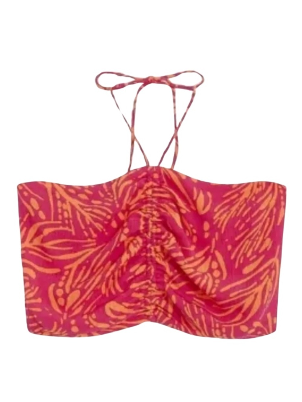 4/$20➡️ ReitmansxTheBirdsPapaya Pink Orange Crop Halter Top Smock Back – XL NWoT